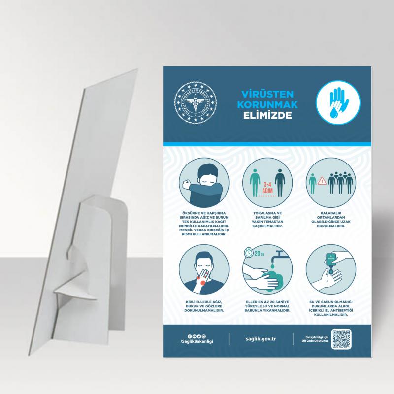 Covid-19 Virüsten Korunmak Elimizde Ayaklı Pano