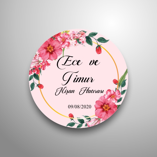 Nişan Hatırası Çiçekli  Sticker / Etiket