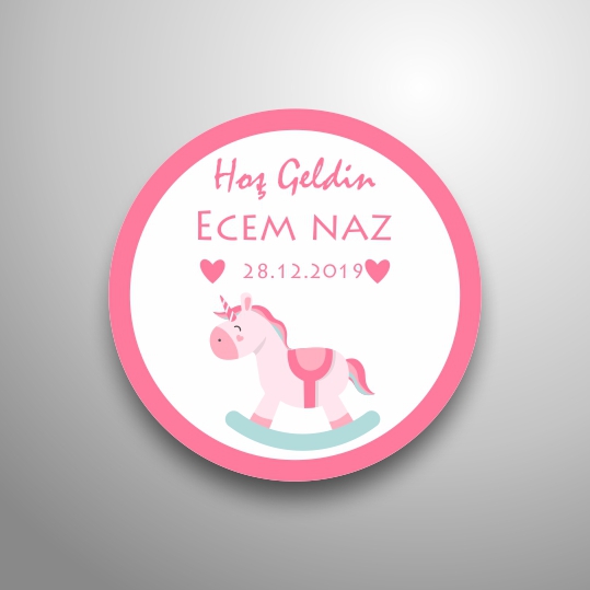 Hoş Geldin At Figürlü Sticker / Etiket