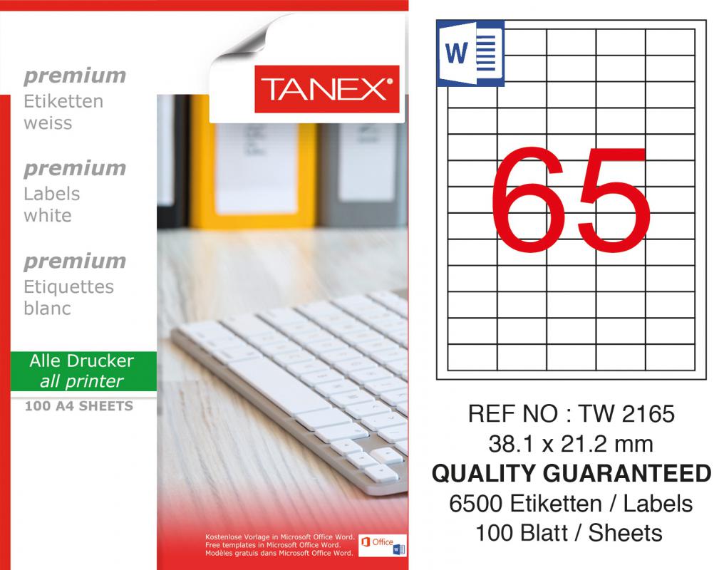 Tanex TW-2165 38,1x21,2 mm Lazer Etiket