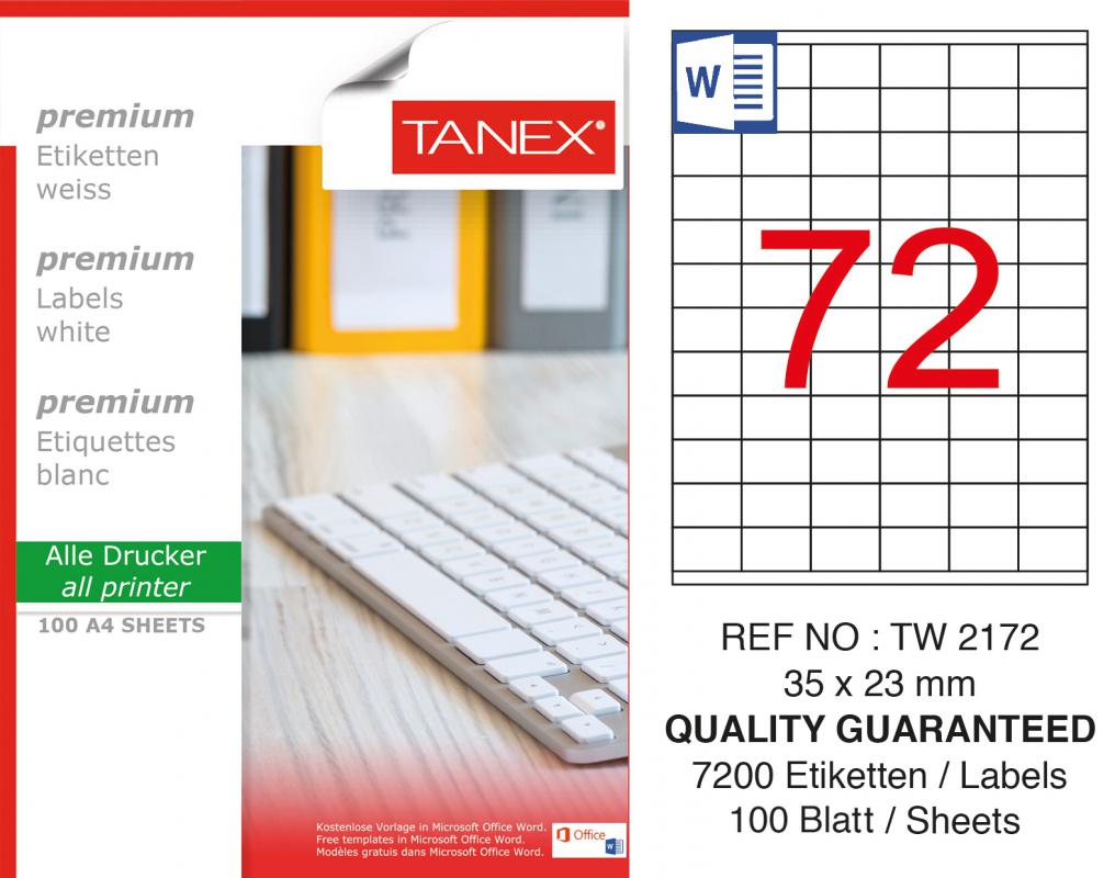 Tanex TW-2172 35x23 mm Lazer Etiket