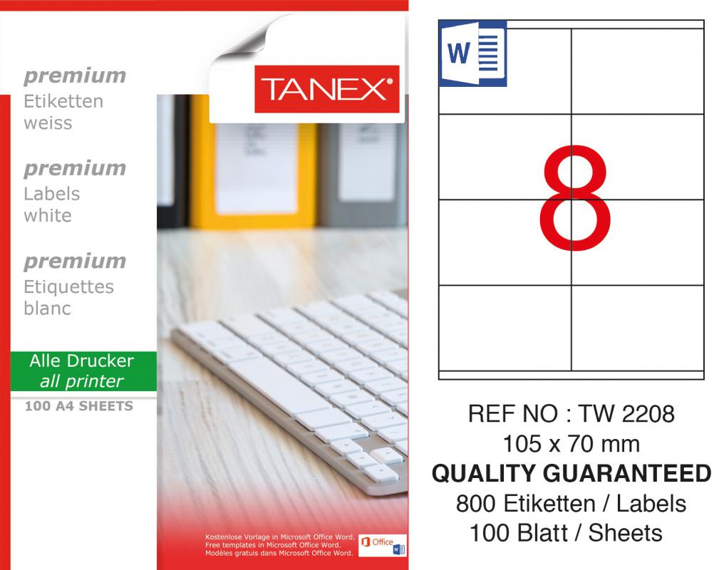 Tanex TW-2208 105x70 mm Lazer Etiket