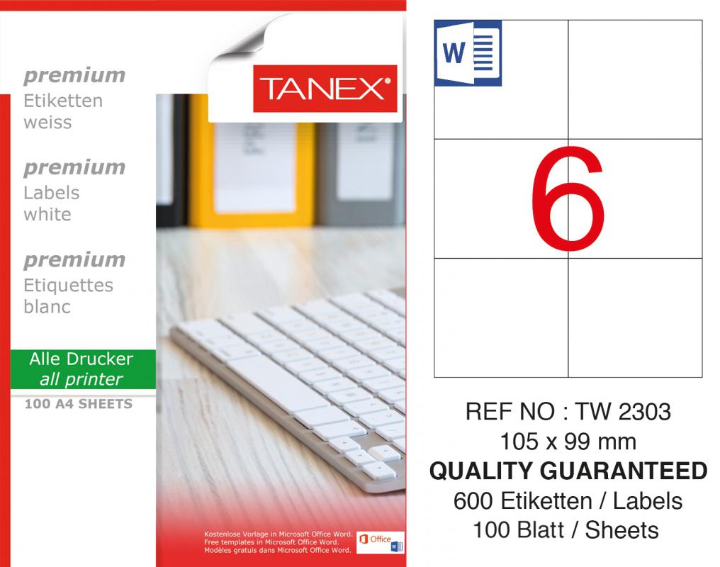 Tanex TW-2203 105x99 mm Lazer Etiket