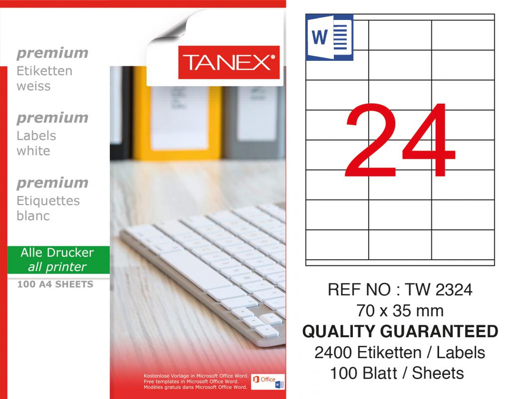 Tanex TW-2324 70x35 mm Lazer Etiket