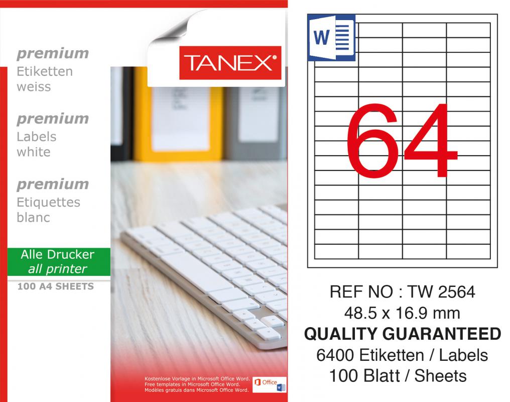 Tanex TW-2564 48,5x16,9 mm Lazer Etiket