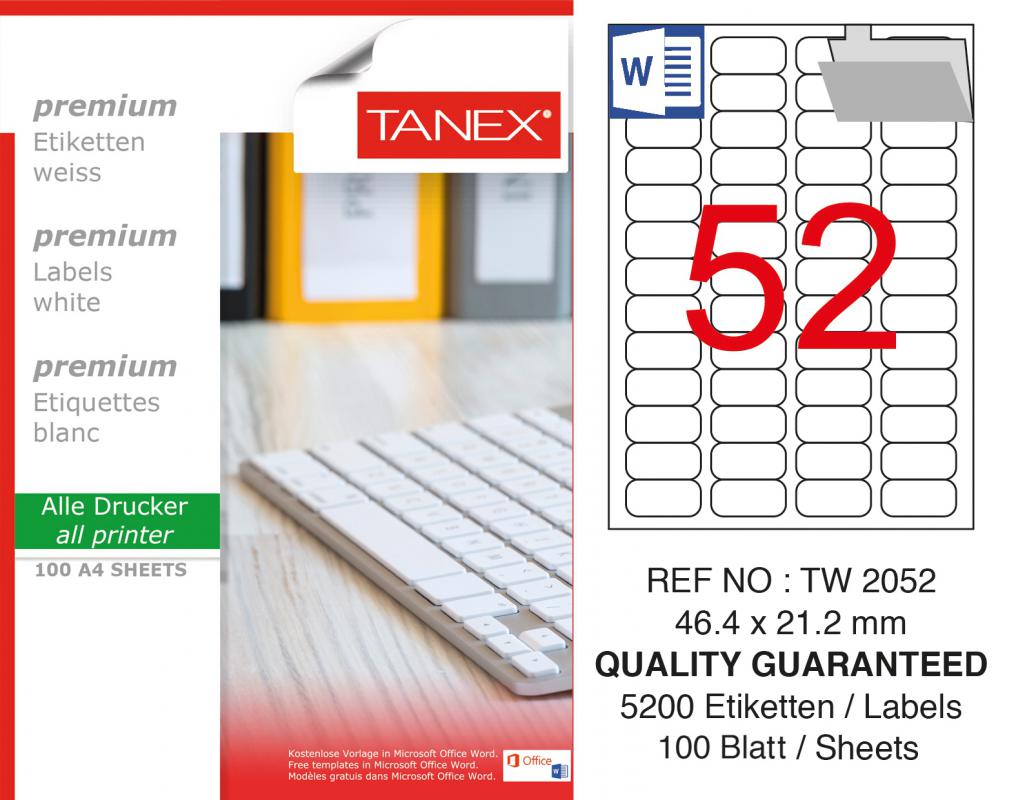 Tanex TW-2052 46,4x21,2 mm Lazer Etiket