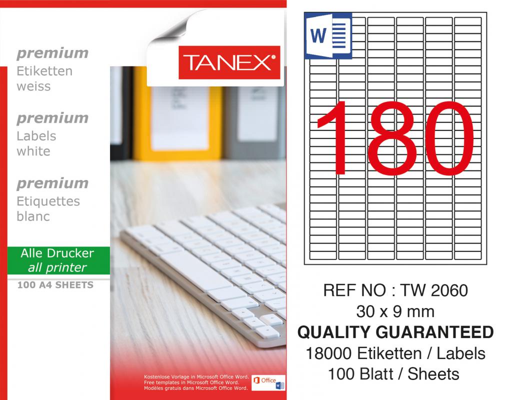 Tanex TW-2060 30x9 mm Lazer Etiket